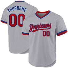 Load image into Gallery viewer, Custom Gray Red-Royal Authentic Throwback Baseball Jersey
