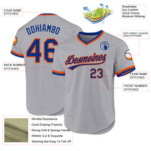 Load image into Gallery viewer, Custom Gray Royal-Orange Authentic Throwback Baseball Jersey
