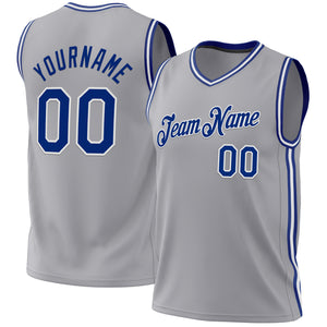 Custom Gray Royal-White Authentic Throwback Basketball Jersey