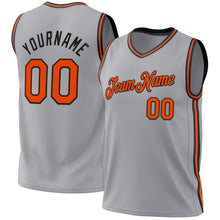 Load image into Gallery viewer, Custom Gray Orange-Black Authentic Throwback Basketball Jersey
