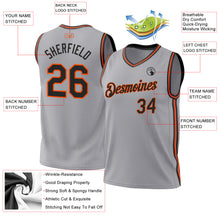 Load image into Gallery viewer, Custom Gray Black-Orange Authentic Throwback Basketball Jersey
