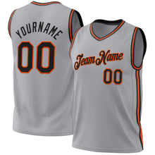 Load image into Gallery viewer, Custom Gray Black-Orange Authentic Throwback Basketball Jersey
