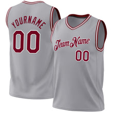 Load image into Gallery viewer, Custom Gray Maroon-White Authentic Throwback Basketball Jersey
