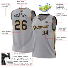 Load image into Gallery viewer, Custom Gray Black-Old Gold Authentic Throwback Basketball Jersey
