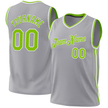 Load image into Gallery viewer, Custom Gray Neon Green-White Authentic Throwback Basketball Jersey
