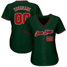 Load image into Gallery viewer, Custom Green Red-Black Authentic Baseball Jersey
