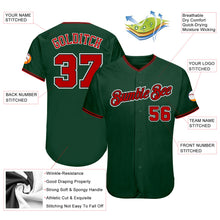 Load image into Gallery viewer, Custom Green Red-Black Authentic Baseball Jersey
