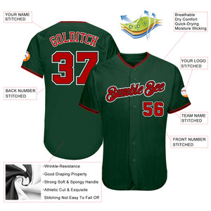 Custom Green Red-Black Authentic Baseball Jersey