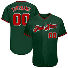 Load image into Gallery viewer, Custom Green Red-Black Authentic Baseball Jersey
