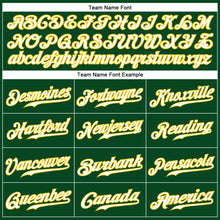 Load image into Gallery viewer, Custom Green White Pinstripe White-Gold Authentic Baseball Jersey
