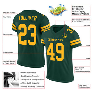 Custom Green Gold Mesh Authentic Football Jersey