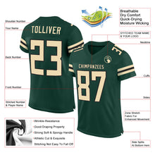 Load image into Gallery viewer, Custom Green Cream-Black Mesh Authentic Football Jersey
