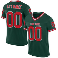Load image into Gallery viewer, Custom Green Red-Black Mesh Authentic Throwback Football Jersey
