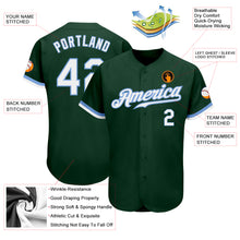 Load image into Gallery viewer, Custom Green White-Light Blue Authentic Baseball Jersey

