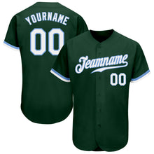 Load image into Gallery viewer, Custom Green White-Light Blue Authentic Baseball Jersey
