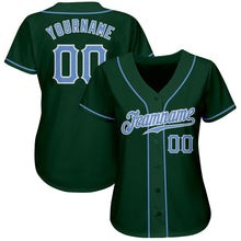 Load image into Gallery viewer, Custom Green Light Blue-White Authentic Baseball Jersey
