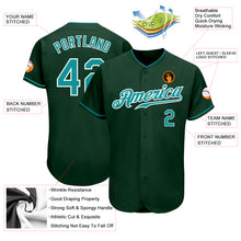 Load image into Gallery viewer, Custom Green Teal-White Authentic Baseball Jersey
