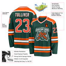 Load image into Gallery viewer, Custom Green Orange-White Hockey Jersey
