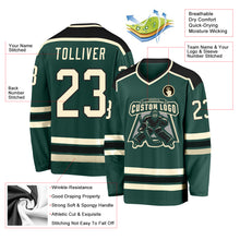 Load image into Gallery viewer, Custom Green Cream-Black Hockey Jersey
