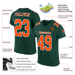 Custom Green Orange-White Mesh Authentic Football Jersey