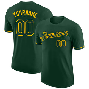 Custom Green Green-Gold Performance T-Shirt