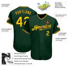 Load image into Gallery viewer, Custom Green Gold-Black Authentic Baseball Jersey
