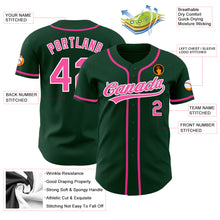 Load image into Gallery viewer, Custom Green Pink-White Authentic Baseball Jersey
