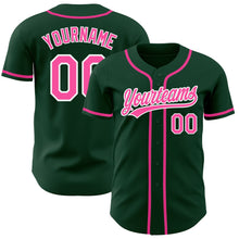 Load image into Gallery viewer, Custom Green Pink-White Authentic Baseball Jersey
