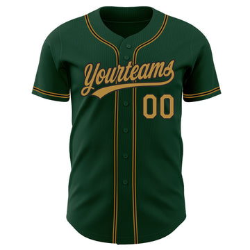 Custom Green Old Gold-Black Authentic Baseball Jersey