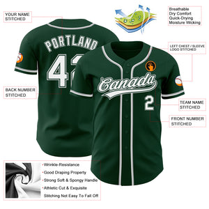 Custom Green White-Gray Authentic Baseball Jersey