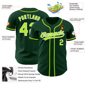 Custom Green Neon Green-White Authentic Baseball Jersey