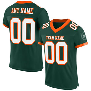 Custom Green White-Orange Mesh Authentic Football Jersey