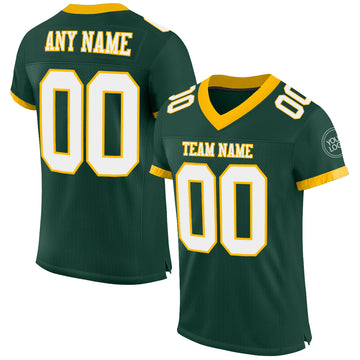 Custom Green White-Gold Mesh Authentic Football Jersey