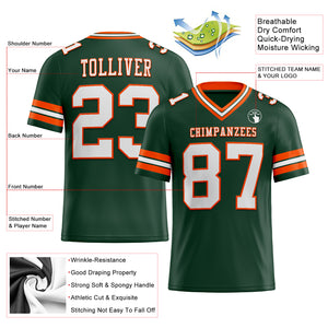 Custom Green White-Orange Authentic Football Jersey