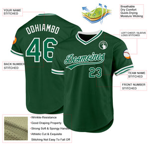 Custom Green Kelly Green-White Authentic Throwback Baseball Jersey