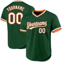 Load image into Gallery viewer, Custom Green White-Orange Authentic Throwback Baseball Jersey
