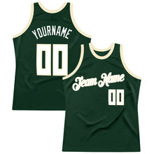 Load image into Gallery viewer, Custom Hunter Green White-Cream Authentic Throwback Basketball Jersey
