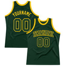 Load image into Gallery viewer, Custom Hunter Green Green-Gold Authentic Throwback Basketball Jersey
