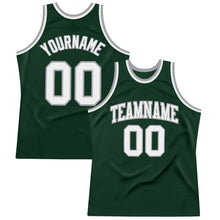 Load image into Gallery viewer, Custom Hunter Green White-Gray Authentic Throwback Basketball Jersey
