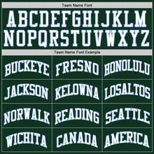 Load image into Gallery viewer, Custom Hunter Green White-Light Blue Authentic Throwback Basketball Jersey
