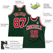 Load image into Gallery viewer, Custom Hunter Green Red-White Authentic Throwback Basketball Jersey
