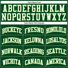Load image into Gallery viewer, Custom Hunter Green White-Neon Green Authentic Throwback Basketball Jersey
