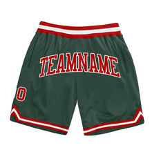 Load image into Gallery viewer, Custom Hunter Green Red-White Authentic Throwback Basketball Shorts
