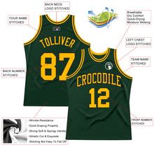 Load image into Gallery viewer, Custom Hunter Green Gold-Black Authentic Throwback Basketball Jersey
