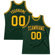 Load image into Gallery viewer, Custom Hunter Green Gold-Black Authentic Throwback Basketball Jersey
