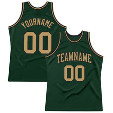 Load image into Gallery viewer, Custom Hunter Green Old Gold-Black Authentic Throwback Basketball Jersey
