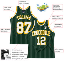 Load image into Gallery viewer, Custom Hunter Green White Pinstripe White-Gold Authentic Basketball Jersey
