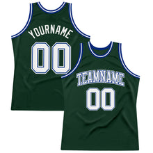 Load image into Gallery viewer, Custom Hunter Green White-Royal Authentic Throwback Basketball Jersey
