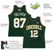 Load image into Gallery viewer, Custom Hunter Green White Old Gold-Black Authentic Throwback Basketball Jersey
