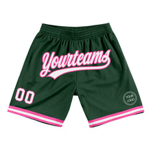Load image into Gallery viewer, Custom Hunter Green White-Pink Authentic Throwback Basketball Shorts

